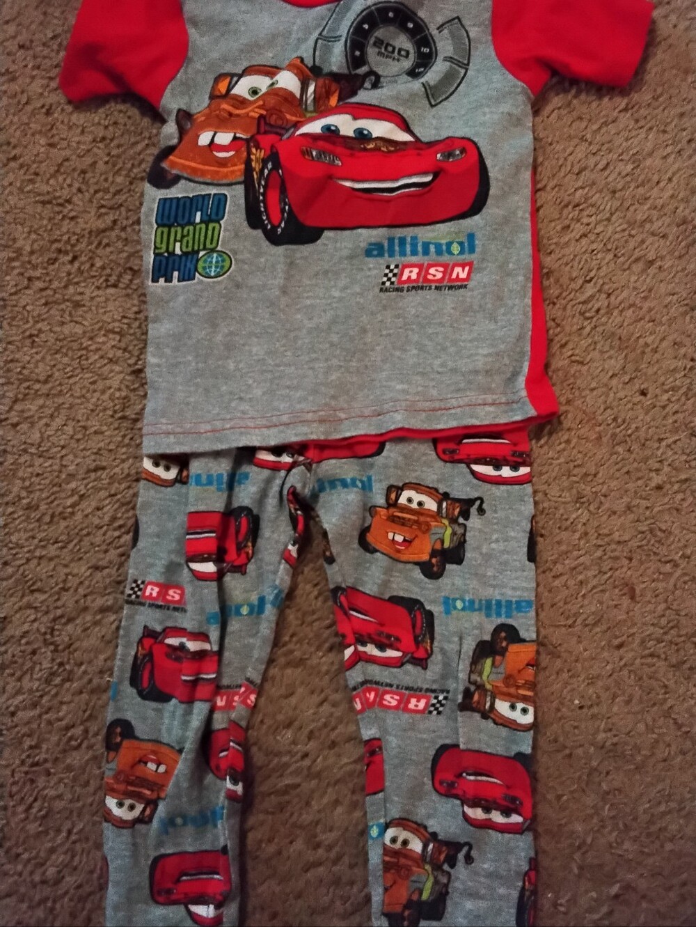 Disney Red & Gray Cars Movie Pajama Set 3T